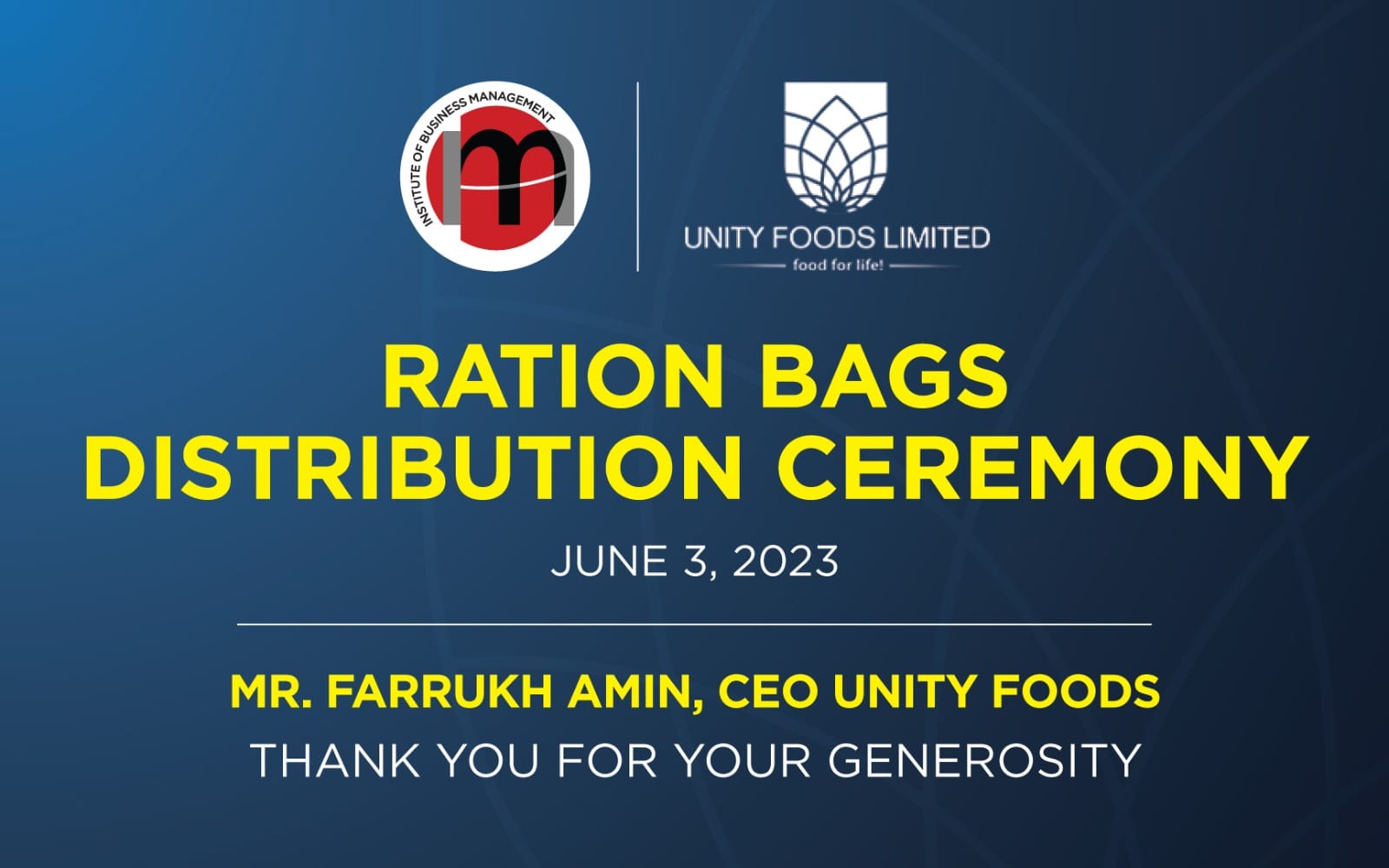 IoBM management distributed ration to non-management staff with support from Unity Foods