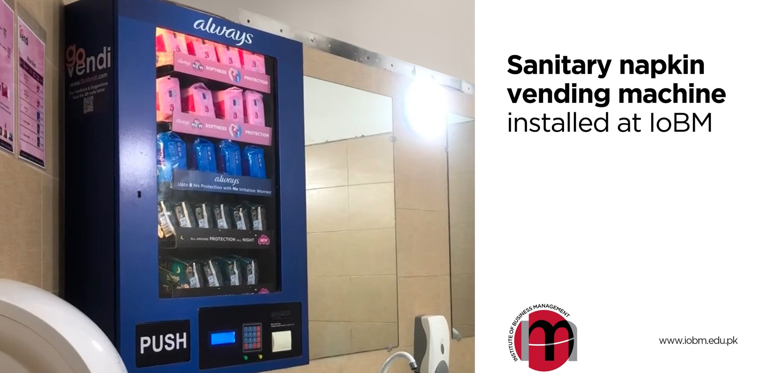 Sanitary napkin vending machine installed at IoBM